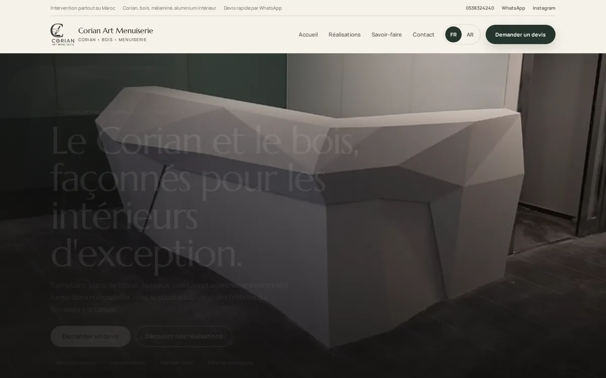 Aperçu du projet Corian Art Menuiserie